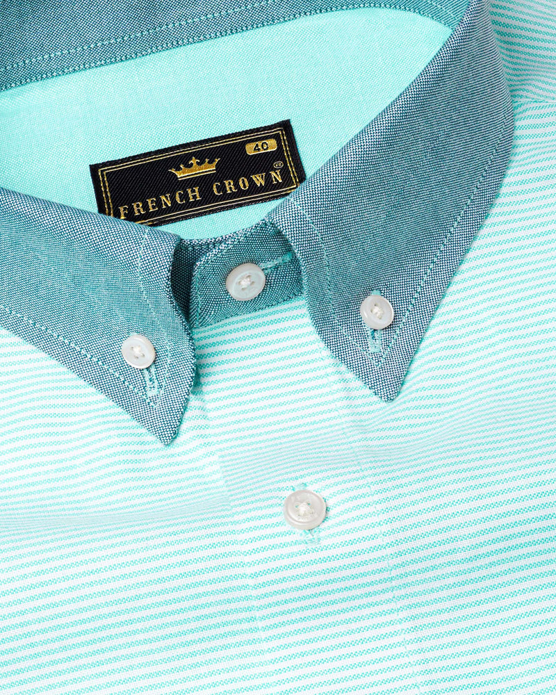 Aquamarine Blue with Gray and White Royal Oxford Shirt