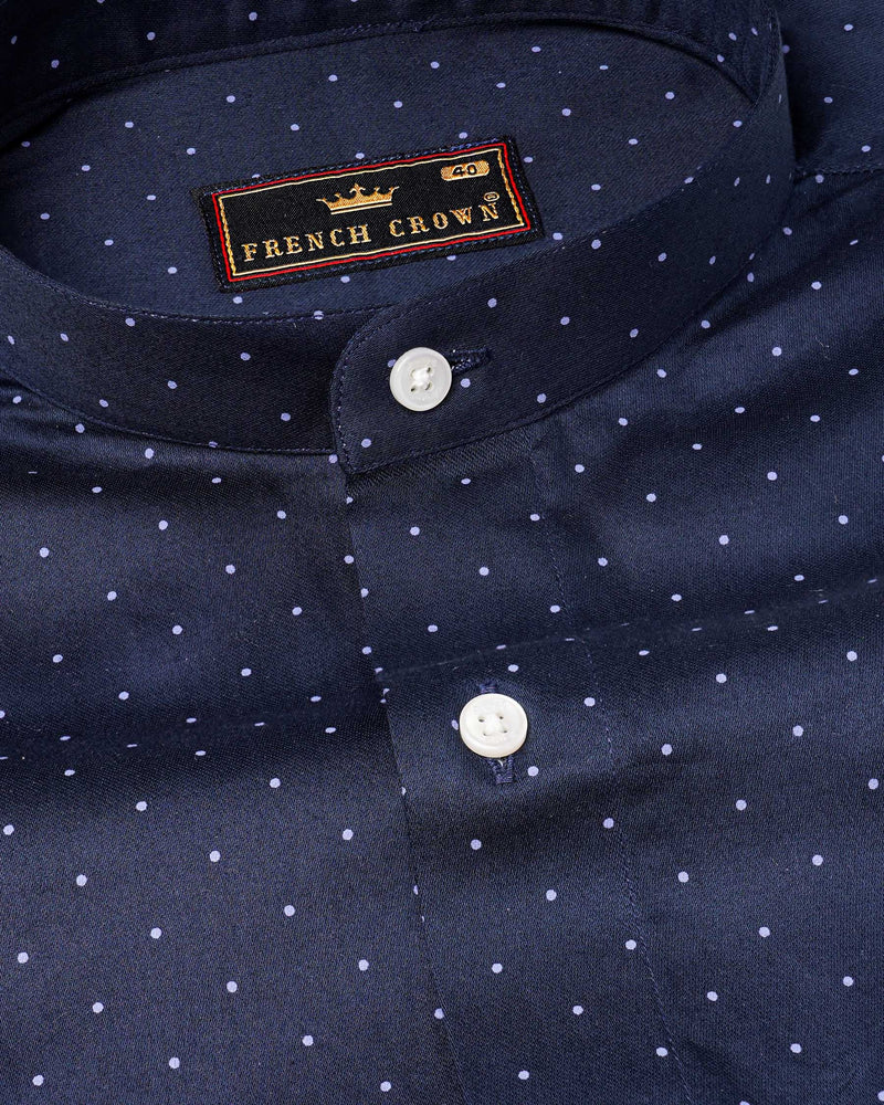 Ebony Clay Blue Polka Dotted Super Soft Premium Cotton Shirt