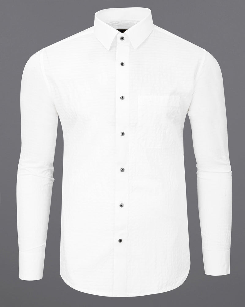 Bright White Dobby Textured Premium Giza Cotton Shirt