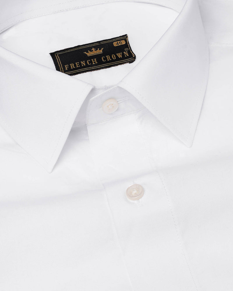 Bright White with Gingham Premium Cotton Designer Shirt