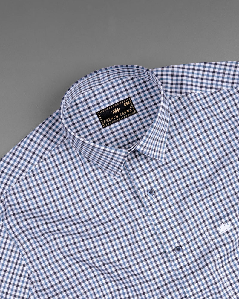 Amethyst Smoke with Waikawa Blue Checkered Premium Cotton Shirt