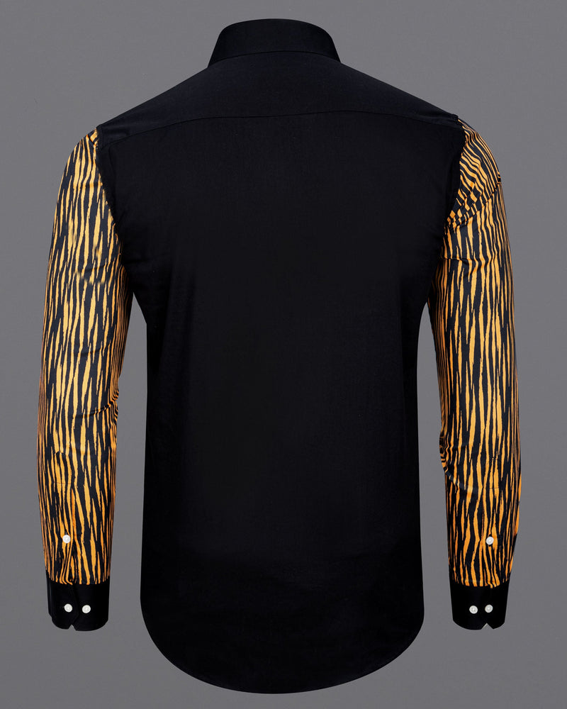 Jade Black with Tiger Stripes Printed Super Soft Premium Cotton Designer Shirt