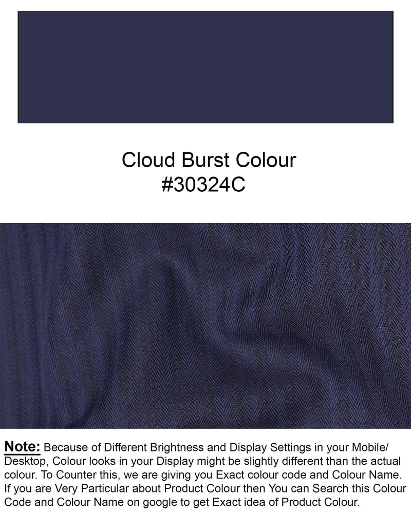 Cloud Burst Blue Striped Herringbone Shirt