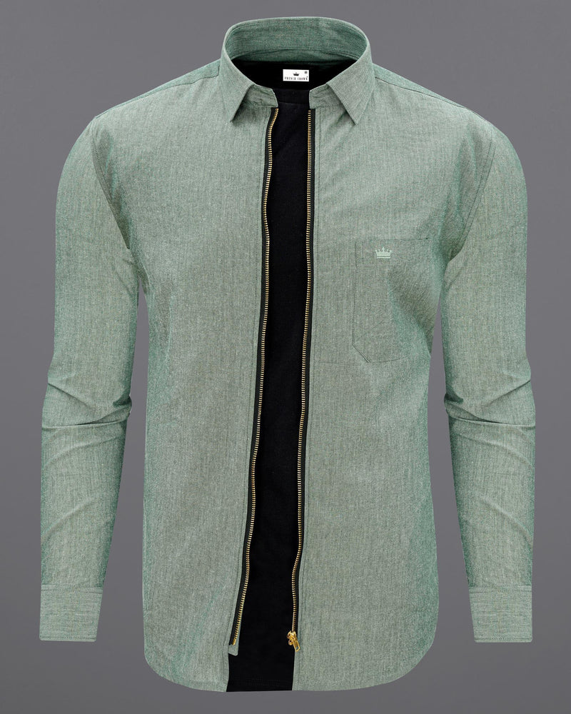 Chalice Green Dobby Textured overshirt