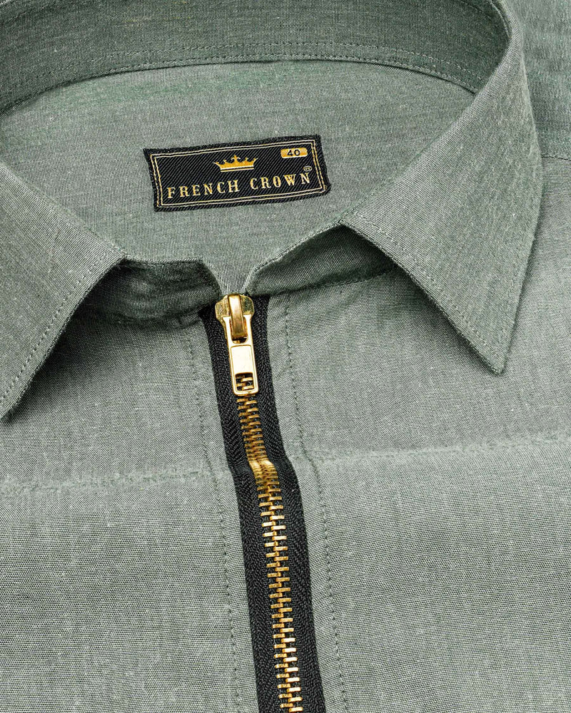 Chalice Green Dobby Textured overshirt