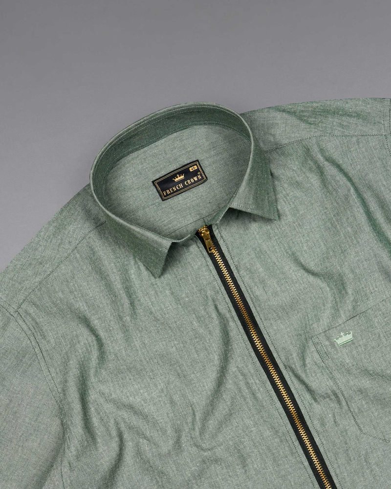 Chalice Green Dobby Textured overshirt