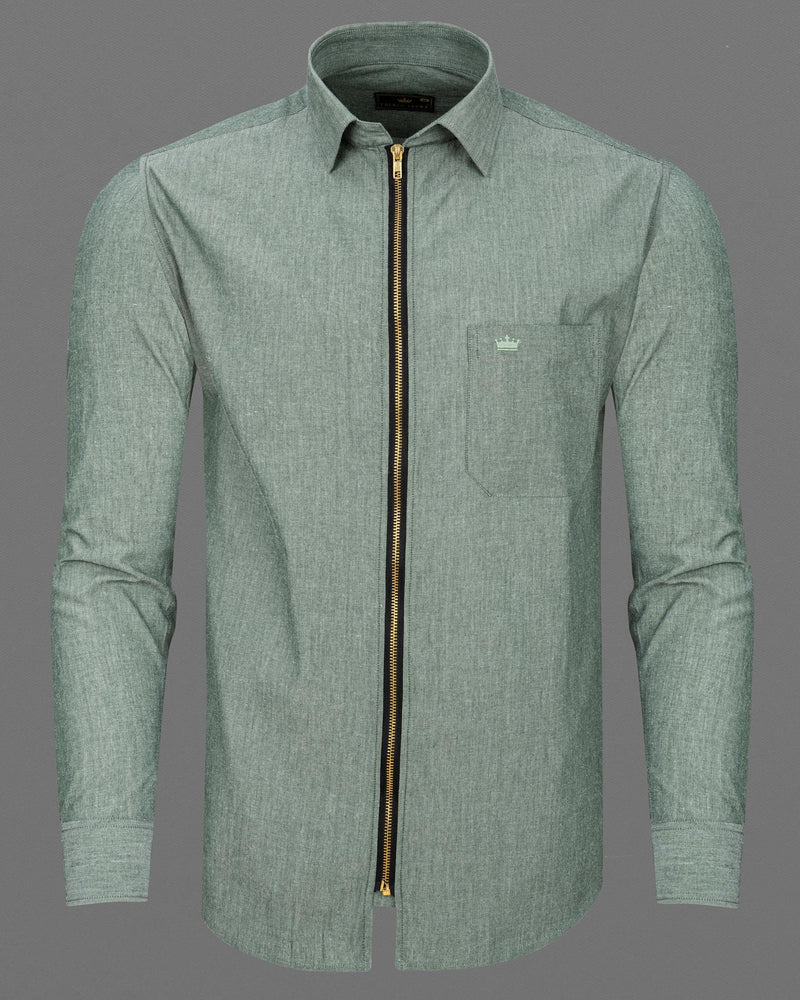 Chalice Green Dobby Textured overshirt