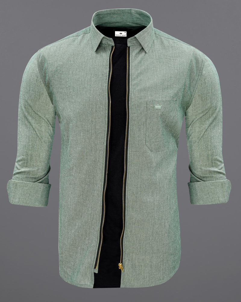 Chalice Green Dobby Textured overshirt