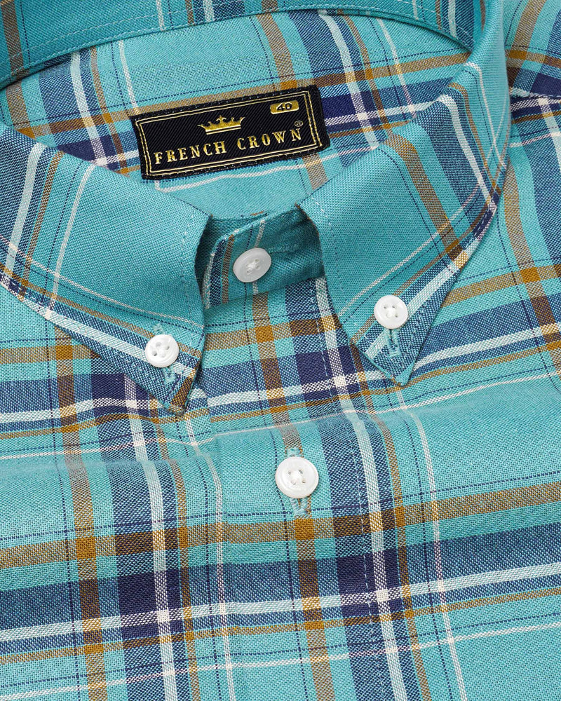 Neptune Blue Plaid Royal Oxford Shirt