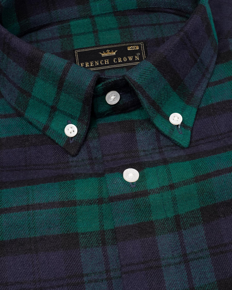 Tolopea with Aqua Deep Green Flannel Shirt