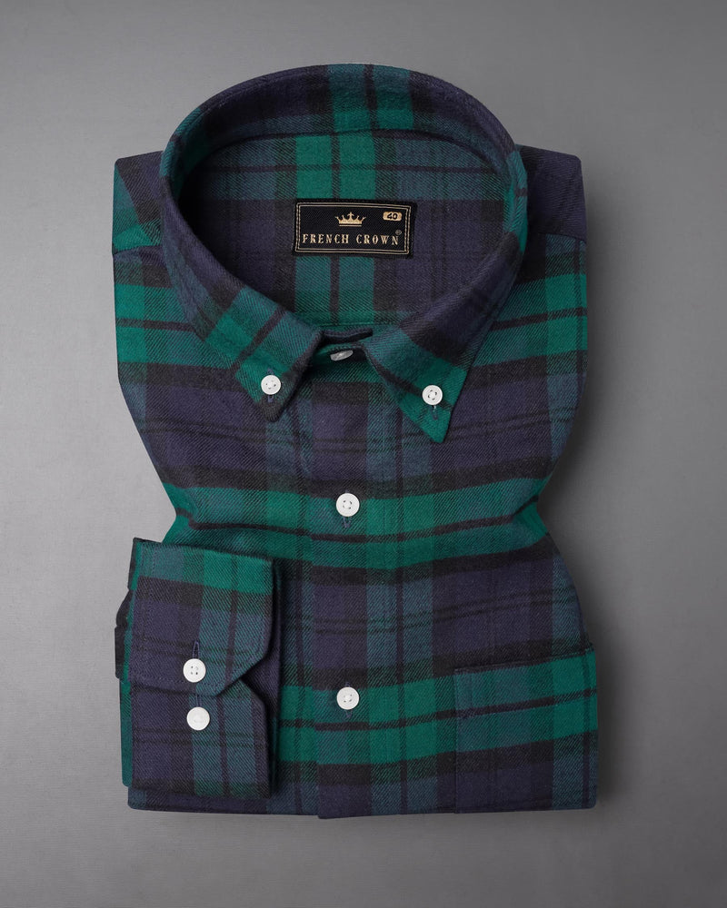 Tolopea with Aqua Deep Green Flannel Shirt