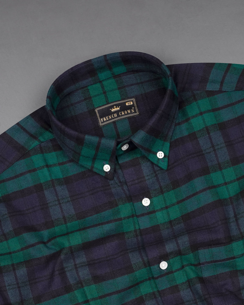 Tolopea with Aqua Deep Green Flannel Shirt