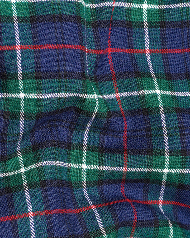 Cloud Burst Blue with Dartmouth Green Plaid Flannel Shirt