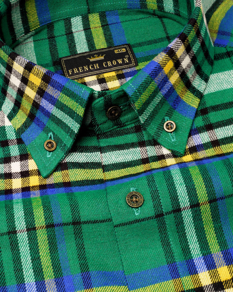 Tropical Rain Green Plaid Flannel Shirt