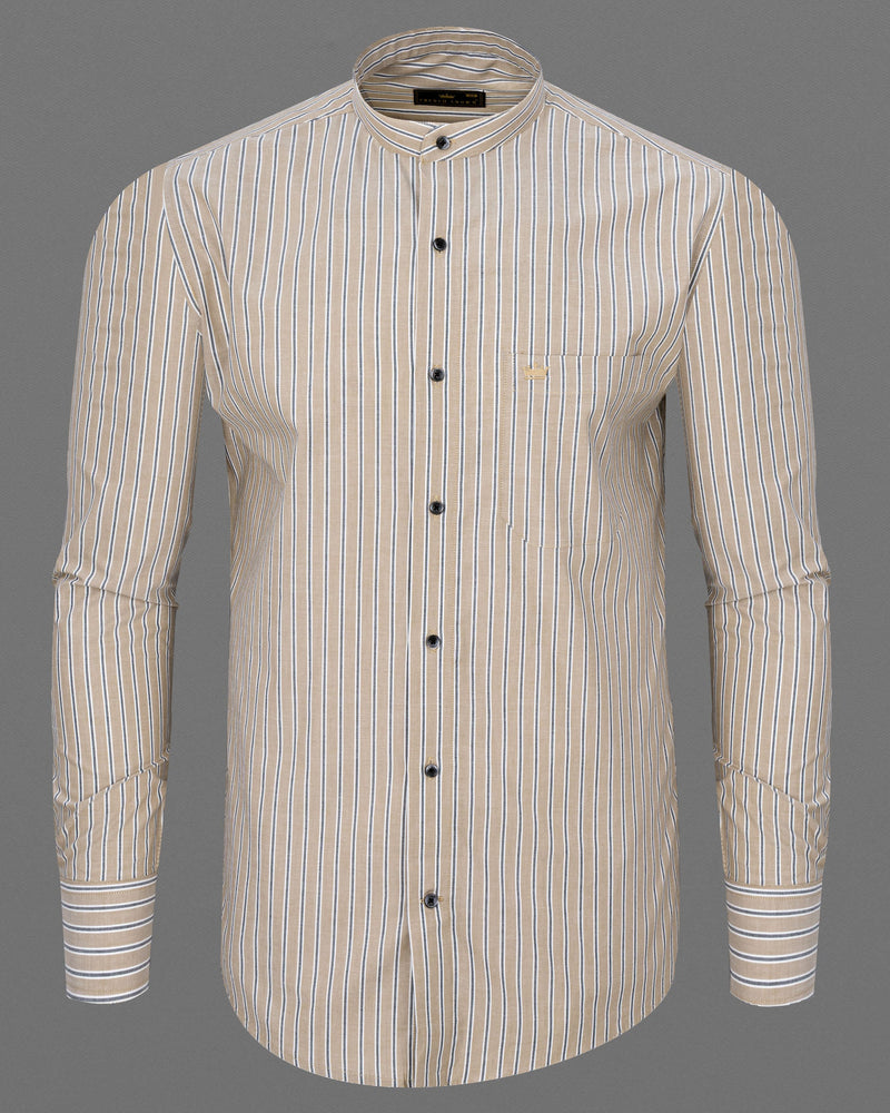 Eagle Brown Striped Premium Cotton Shirt