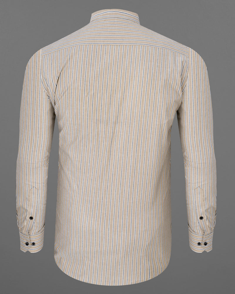 Eagle Brown Striped Premium Cotton Shirt