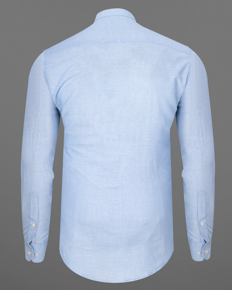 Geyser Blue and White Luxurious Linen Shirt