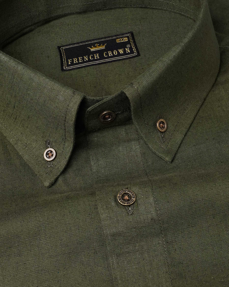 Asparagus Green Luxurious Linen Shirt