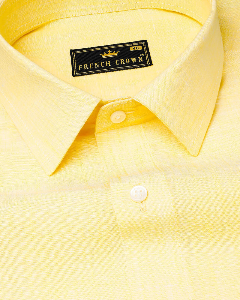 Sweet Corn Yellow Luxurious Linen Shirt