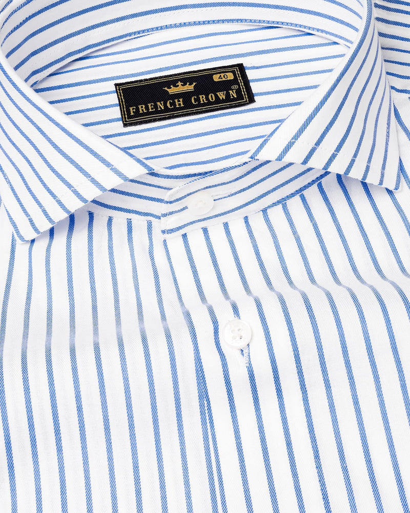 Porage Blue and White Twill Striped Shirt