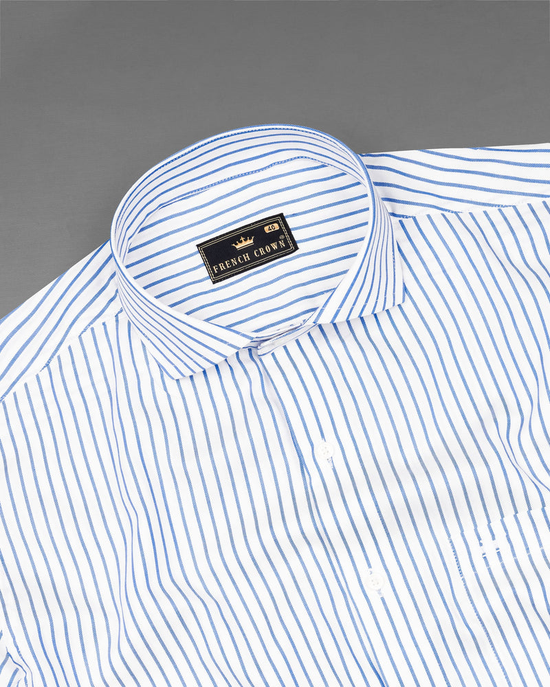 Porage Blue and White Twill Striped Shirt