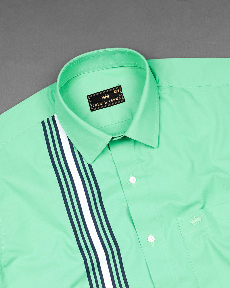 Bermuda Green with Striped Premium Cotton Shirt