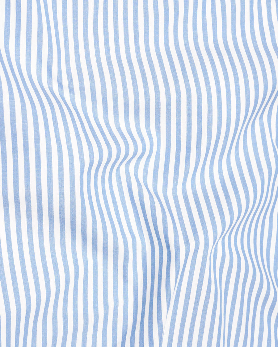 Glacier Blue and White Striped Premium Cotton Shirt