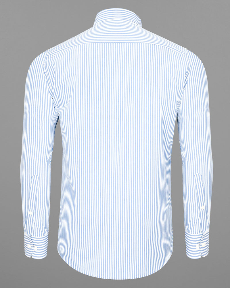 Glacier Blue and White Striped Premium Cotton Shirt