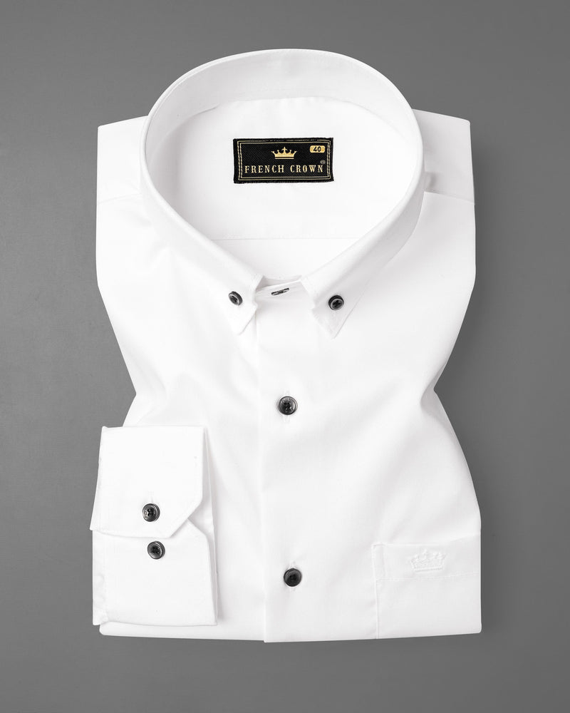 Bright White Twill Premium Cotton Shirt