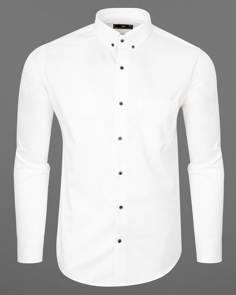 Bright White Twill Premium Cotton Shirt