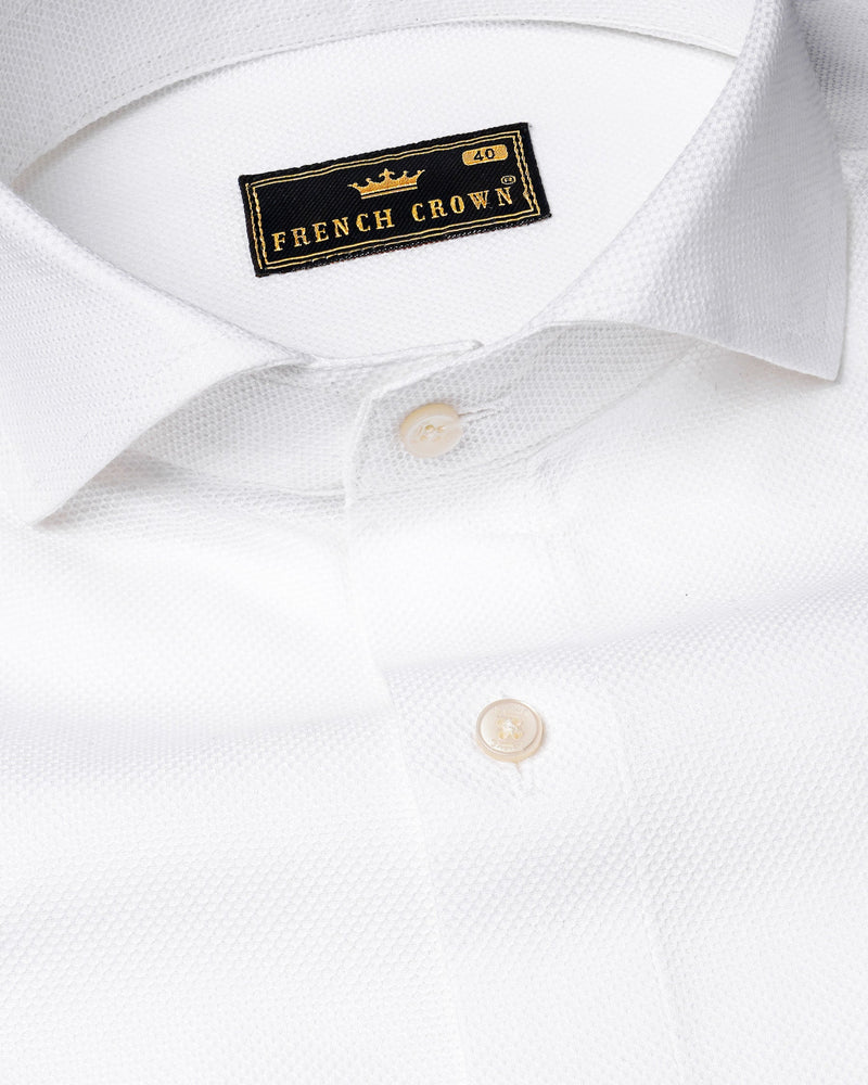 Bright White Dobby Textured Premium Giza Cotton Shirt