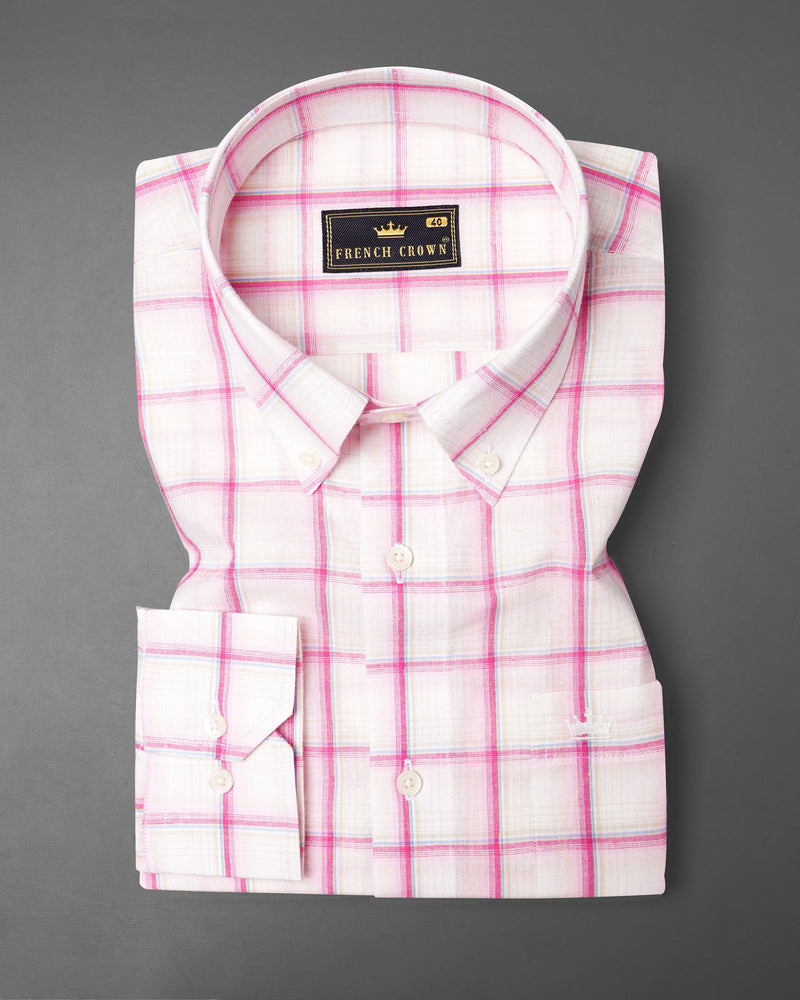 Carnation Pink Plaid Premium Cotton Shirt