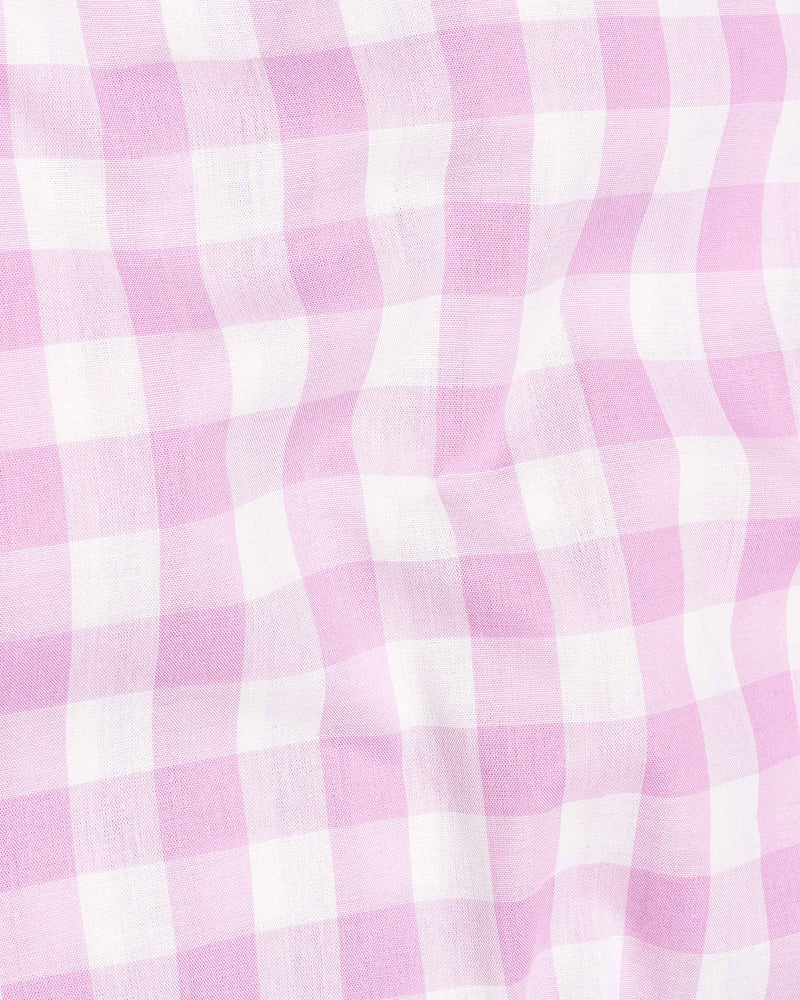 Melanie Pink and White Checkered Premium Cotton Shirt