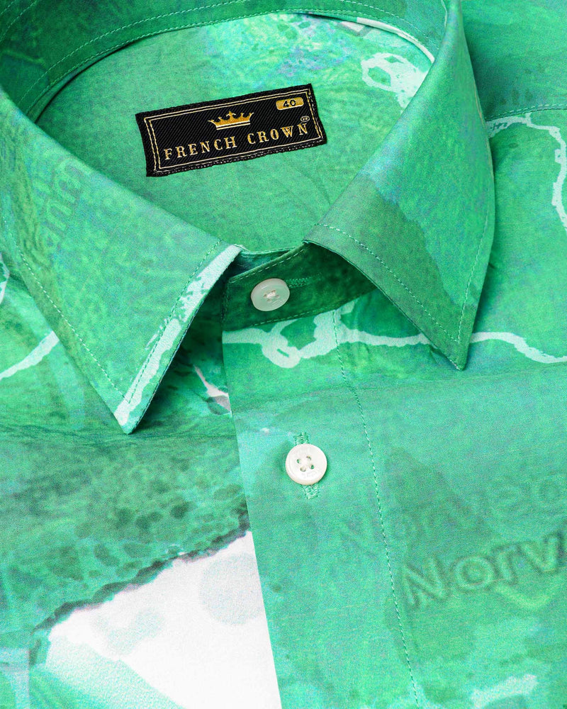 Mantis Green Marble Printed Premium Cotton Shirt