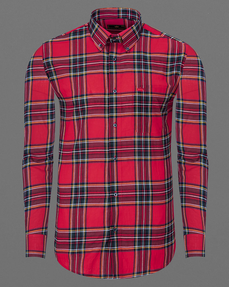 Crimson Red Plaid Premium Cotton Shirt