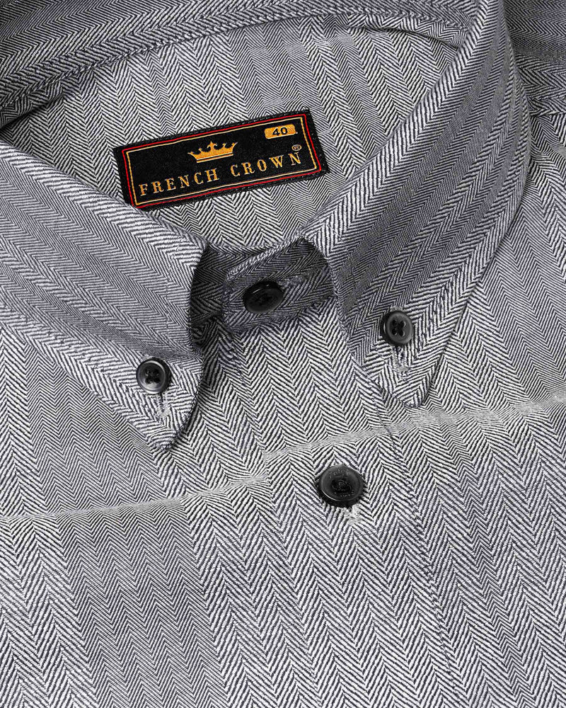 Star Dust Gray Striped Herringbone Shirt