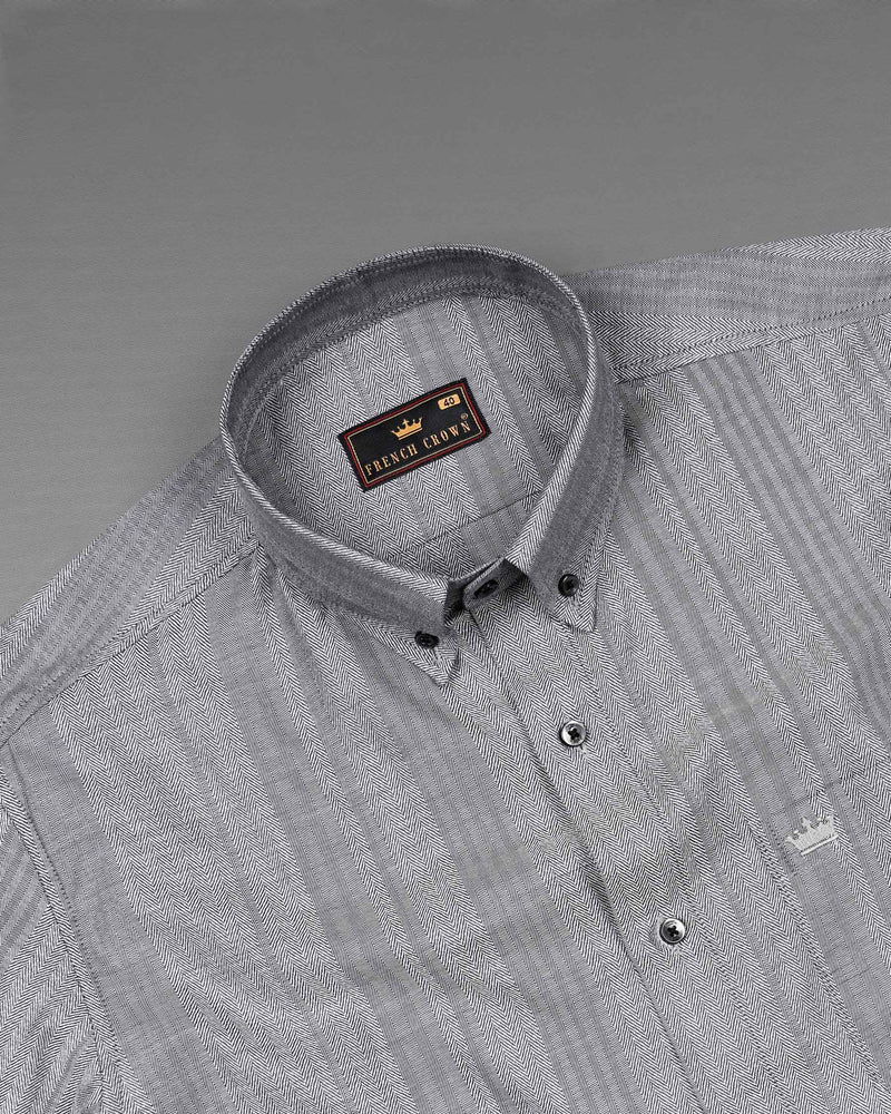 Star Dust Gray Striped Herringbone Shirt