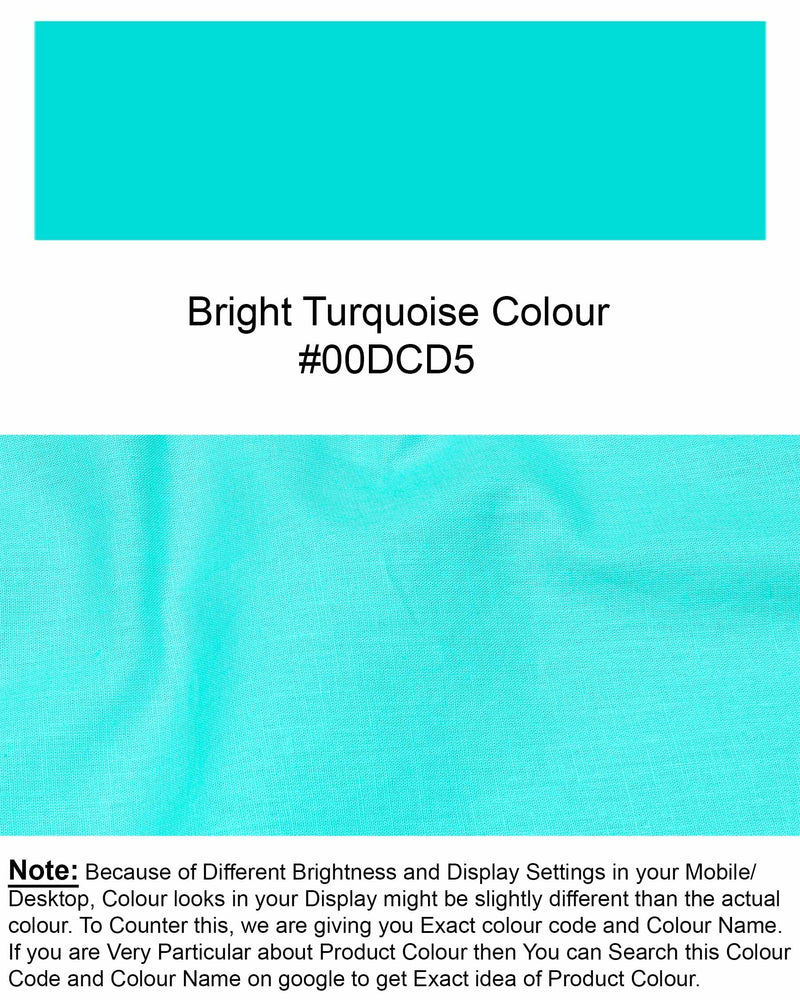 Bright Turquoise Luxurious Linen Kurta Shirt