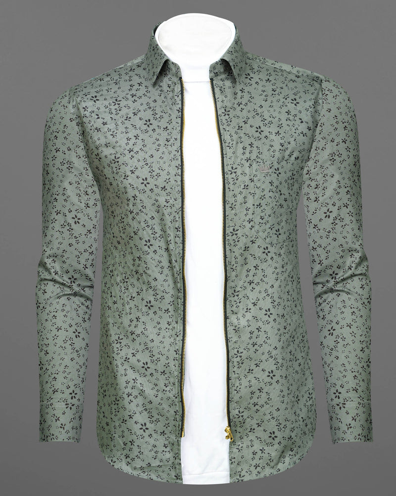 Stack Green Ditzy Royal Oxford zipper Over Shirt