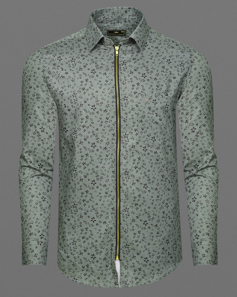 Stack Green Ditzy Royal Oxford zipper Over Shirt