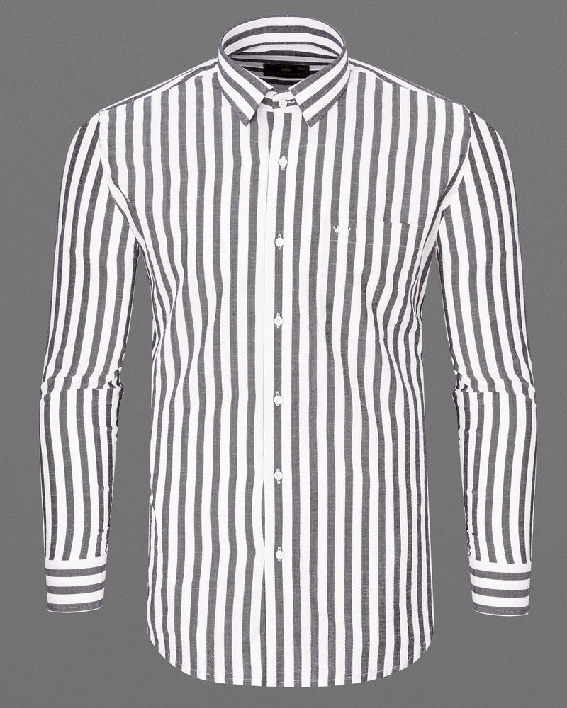 Wenge Gray and Gainsboro Twill Striped Premium Cotton Shirt