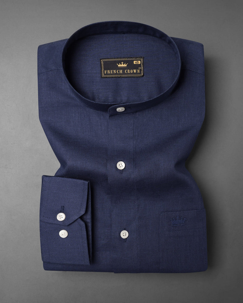 Rhino Blue Luxurious Linen Shirt