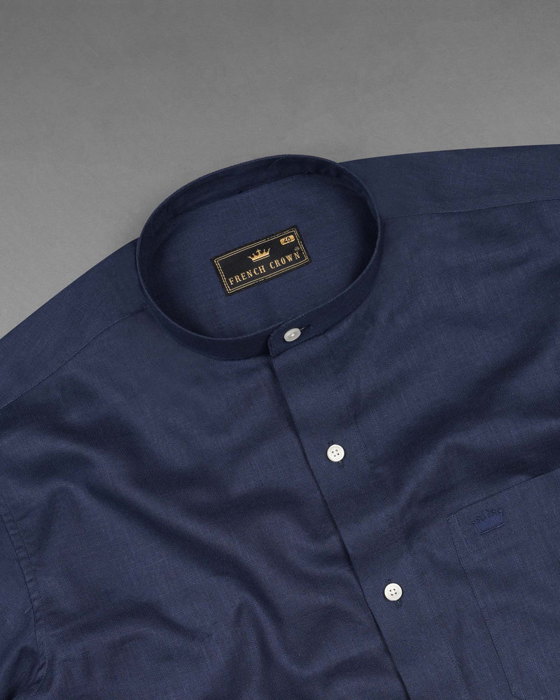 Rhino Blue Luxurious Linen Shirt