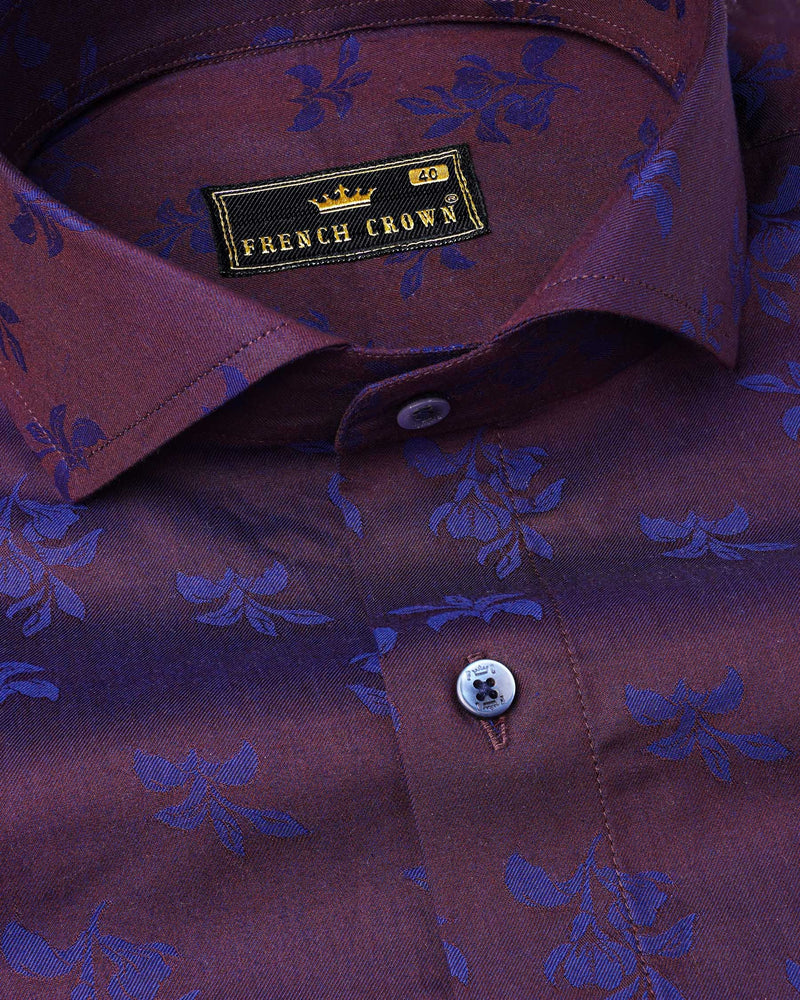 Matterhorn Purple with Scampi Blue Jacquard Textured Premium Giza Cotton Shirt