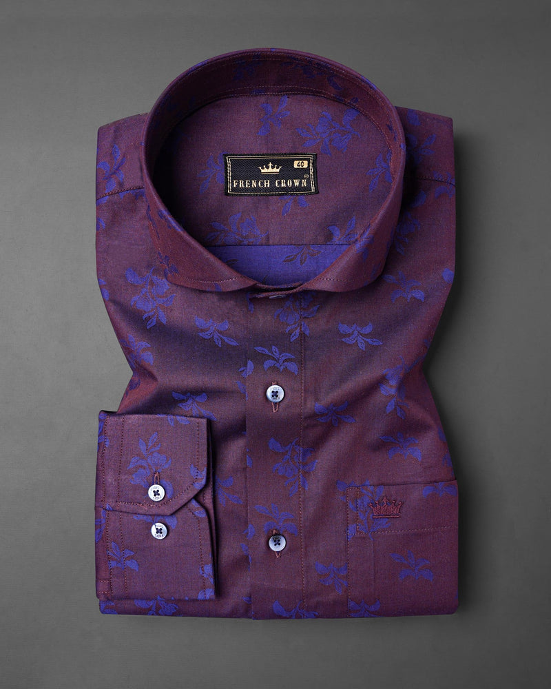 Matterhorn Purple with Scampi Blue Jacquard Textured Premium Giza Cotton Shirt