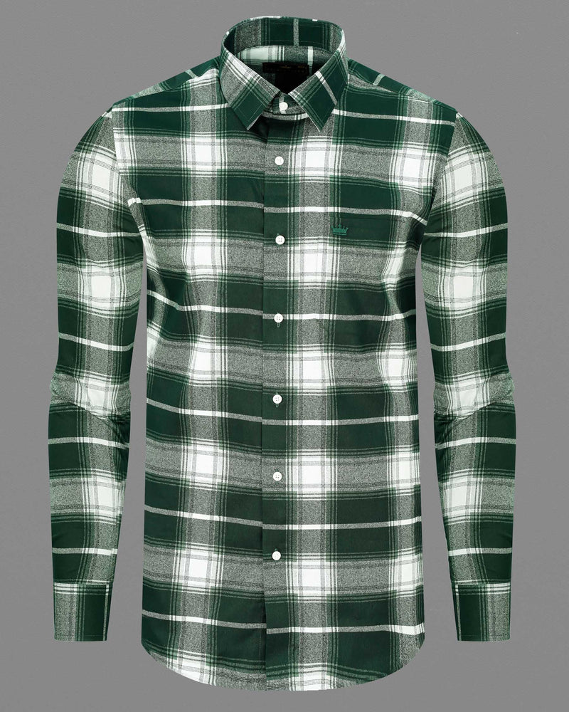 Timber Green with Bright White Twill Plaid Premium Cotton Shirt  7467-38, 7467-H-38, 7467-39, 7467-H-39, 7467-40, 7467-H-40, 7467-42, 7467-H-42, 7467-44, 7467-H-44, 7467-46, 7467-H-46, 7467-48, 7467-H-48, 7467-50, 7467-H-50, 7467-52, 7467-H-52