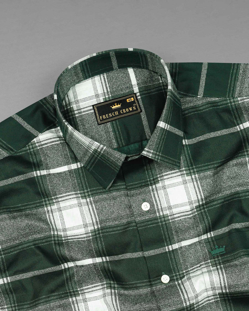 Timber Green with Bright White Twill Plaid Premium Cotton Shirt  7467-38, 7467-H-38, 7467-39, 7467-H-39, 7467-40, 7467-H-40, 7467-42, 7467-H-42, 7467-44, 7467-H-44, 7467-46, 7467-H-46, 7467-48, 7467-H-48, 7467-50, 7467-H-50, 7467-52, 7467-H-52