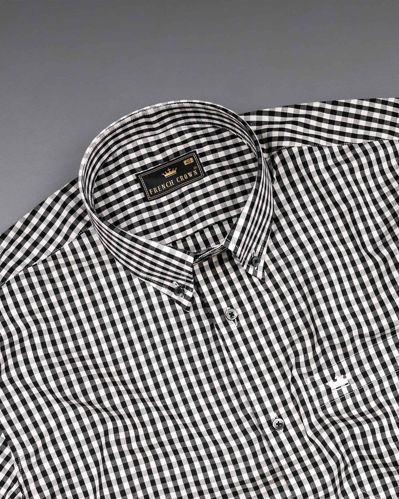 Jade Black and White Gingham Premium Cotton Shirt