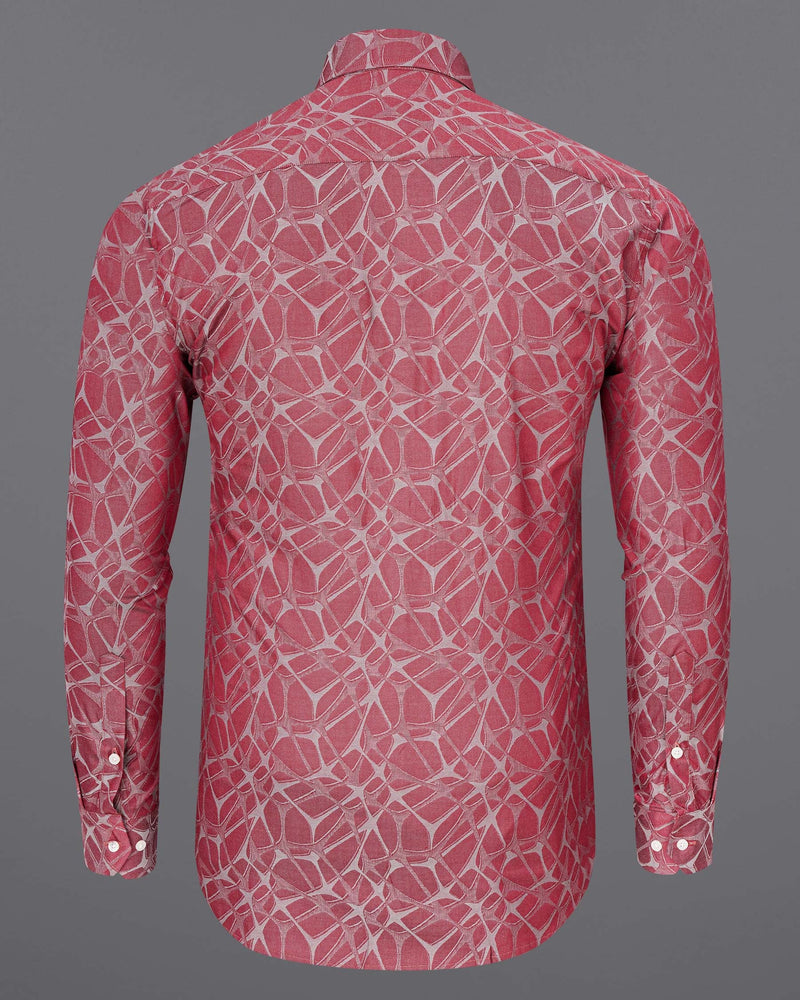 Coral Tree Red Web Jacquard Textured Premium Giza Cotton Shirt