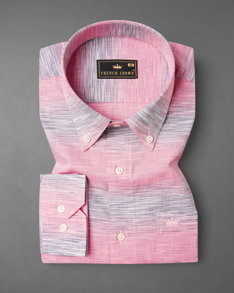 Pale Chestnut Pink And Hurricane Gray Striped Royal Oxford Shirt